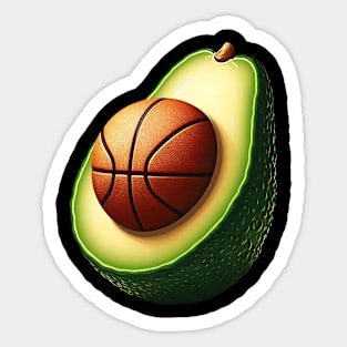 Avocado with basketball core Sticker